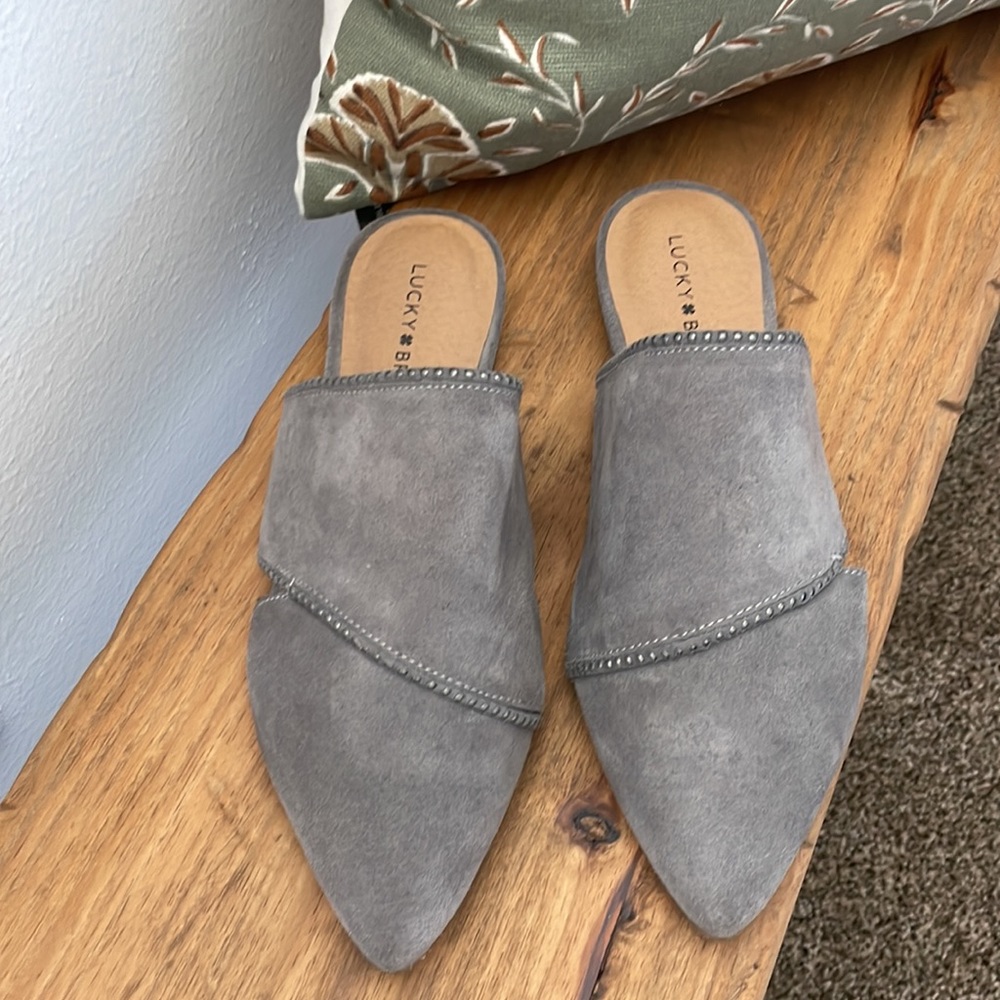 Lucky Brand Bidimin Gray Suede Mules